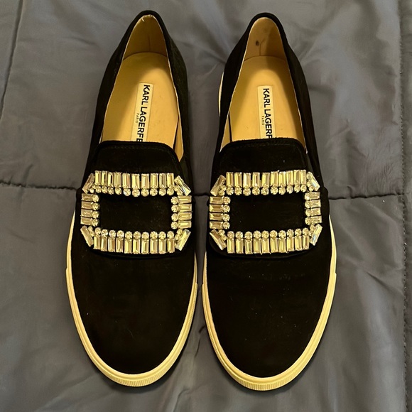 Karl Lagerfeld Shoes Karl Lagerfeld Slip On Black Suede Shoes With